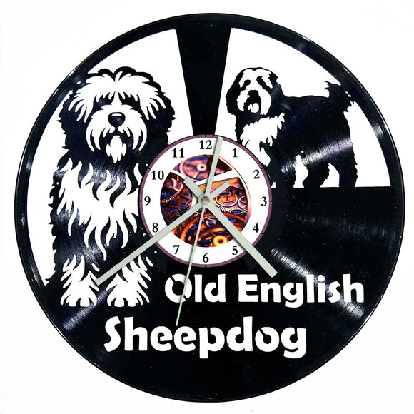 Vinyl Record Clock - Old English Sheepdog