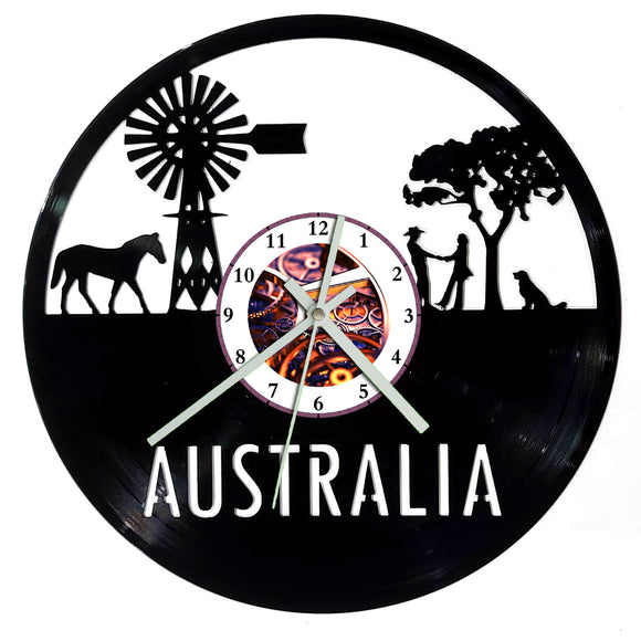 Vinyl Record Clock - Australian Outback with text