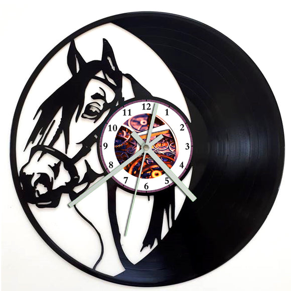 Vinyl Record Clock - Horse Face