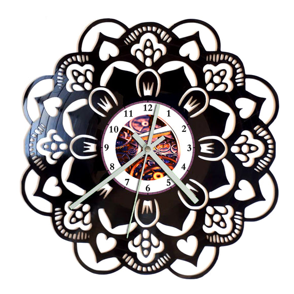Vinyl Record Clock - Mandala Flower