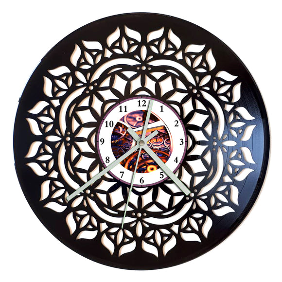 Vinyl Record Clock - Mandala Geometric