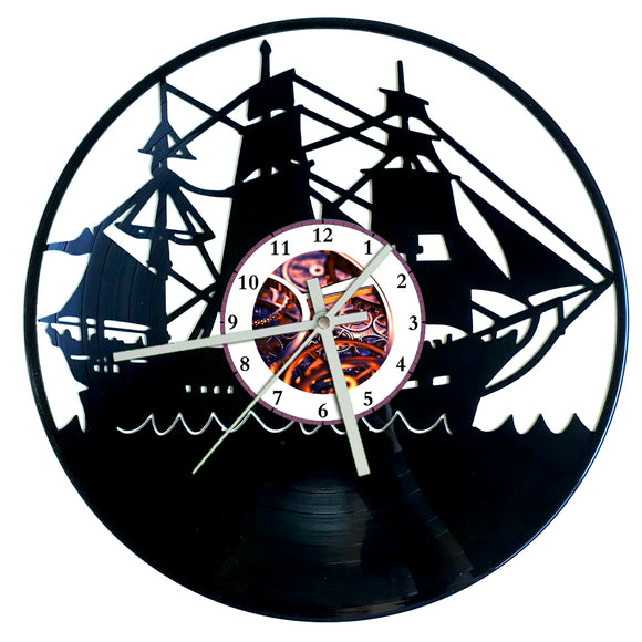 Vinyl Record Clock - Sailing Ship
