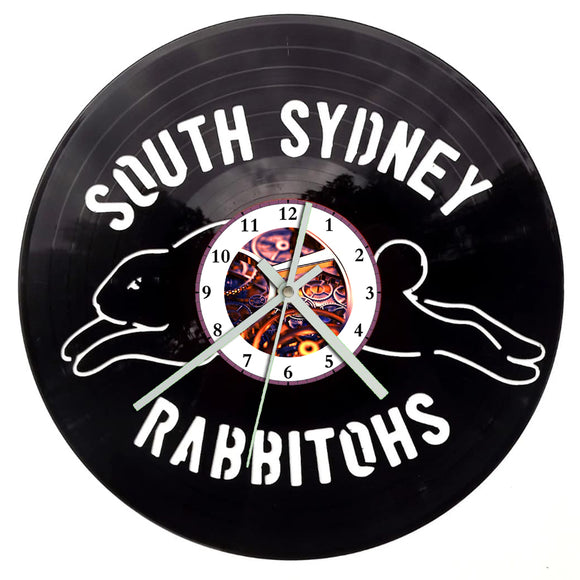 Vinyl Record Clock - NRL Rabbitohs